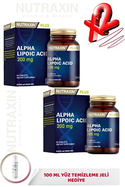 Nutraxin Plus Alpha Lipoik Asit 200 mg 60 Tablet 2 ADET + 100ml Yüz Temizleme...
