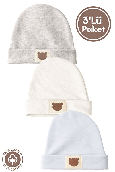 Miniel Unisex Baby Bear Embroidered Combed Organic Cotton Newborn 3-Piece Bab...