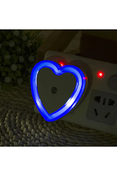 Choice مصباح ليلي LED أزرق اللون، قطعة واحدة، على شكل قلب، لاسلكي، مزود بمستش...
