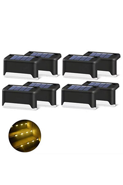 Choice 8 مصابيح LED شمسية سوداء بإضاءة دافئة للدرج، مصابيح خارجية للحديقة، مق...