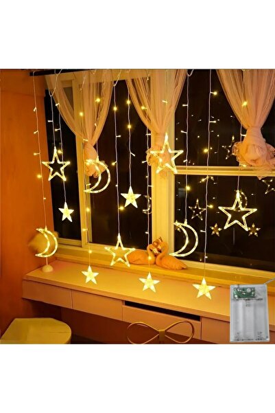 Choice سلسلة أضواء LED بطول 3.5 متر، لون أبيض دافئ، على شكل نجمة وقمر - تعمل ...