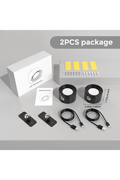 Choice 2 pcs black LED Wall Light Indoor Pack of 2, Wall Lamp Wall Lights 200...