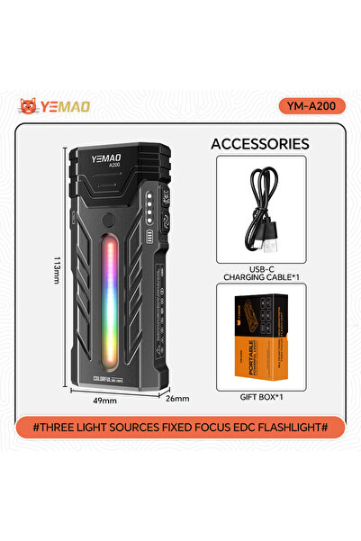Choice مصباح يدوي LED محمول خارجي YM-A200 بقوة 5200 لومن، مزود بمغناطيس للتخي...