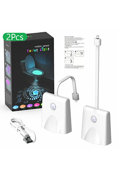 Choice مصباحان ليليان للحمام مزودان بمستشعر حركة وجهاز عرض نجوم، قابلان لإعاد...