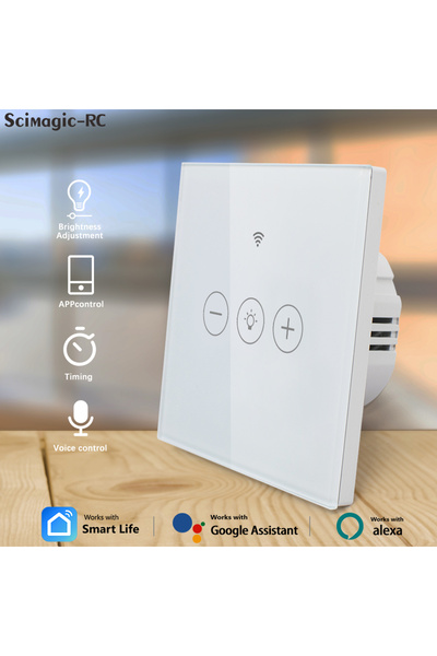 Choice مفتاح تحكم ذكي بإضاءة LED يعمل بتقنية الواي فاي، يعمل باللمس، مزود بخا...