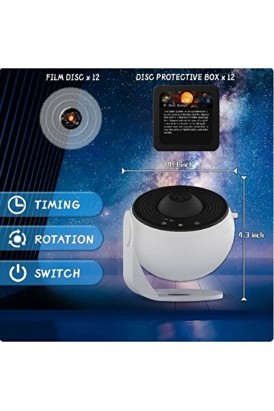 Choice جهاز عرض ليلي LED أبيض وأسود، جهاز عرض سماء مرصعة بالنجوم، مصباح ليلي ...