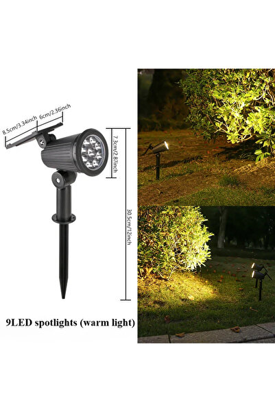 Choice مصباح كشاف شمسي دافئ بـ 9 مصابيح LED، مقاوم للماء، للاستخدام الخارجي، ...