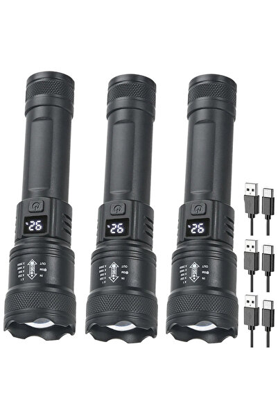 Choice 3 مصابيح يدوية تكتيكية LED بقوة 2000 لومن، قابلة لإعادة الشحن عبر منفذ...