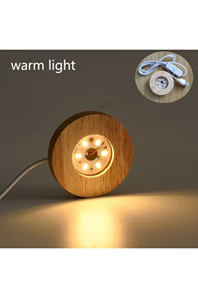 choice2 قاعدة مصباح ليلي LED دائرية من الخشب بقطر 8 سم، بإضاءة دافئة، حامل عر...