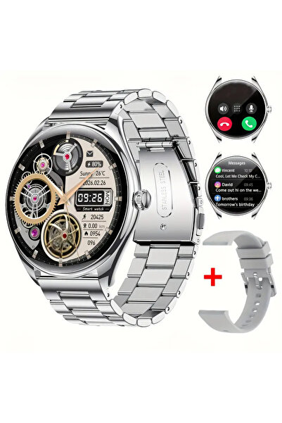 Choice ساعة ذكية جديدة للرجال، فضية اللون، فائقة النحافة، إصدار 2025، شاشة AM...