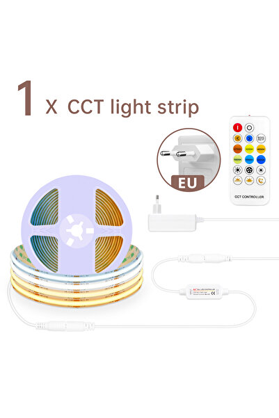 Choice 5m European Power Plug 2700K to 6500K Changeable CCT COB LED Strip Lig...