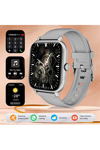 Choice ساعة ذكية فضية اللون، متوافقة مع أجهزة أندرويد وآيفون، شاشة عالية الدق...
