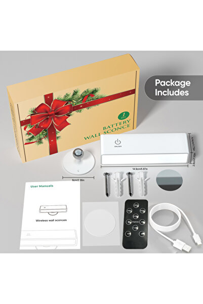 Choice 0-5W 1 Pack White Rechargeable Wall Sconces with Remote 3 Color Temper...