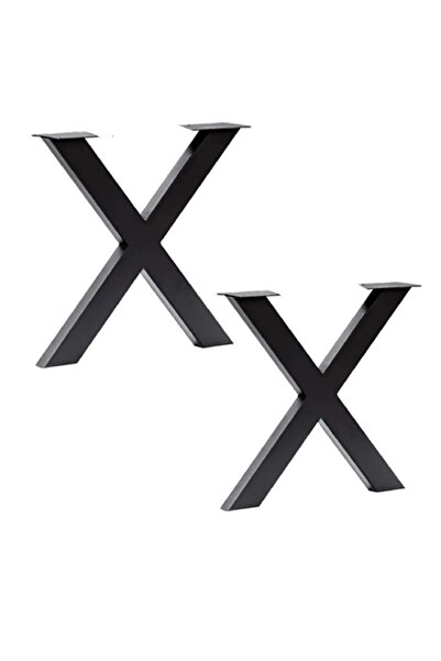 ÇETİNEL METAL Masa Ayağı X Ayak Siyah 2 Adet Yükseklik 70 cm Genişlik 60 cm