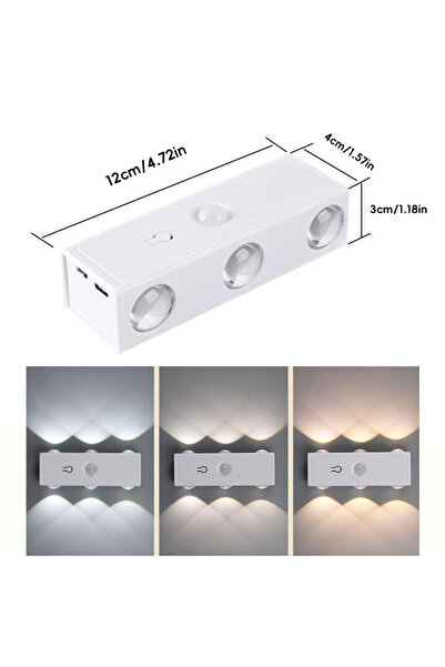 Choice مصباح جداري ذكي مغناطيسي بتقنية LED بثلاثة ألوان، مزود بمستشعر حركة، ي...
