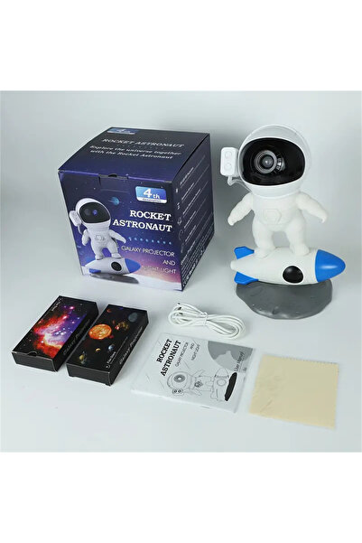 Choice جهاز عرض سماء مرصعة بالنجوم على شكل رائد فضاء أبيض، مصباح ليلي، مصابيح...