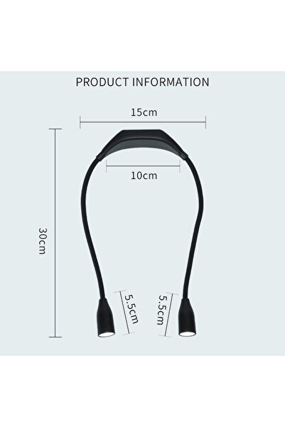 Alloet مصباح قراءة LED أسود للرقبة، بأذرع قابلة للطي، مصباح يدوي مرن، يتيح لك...