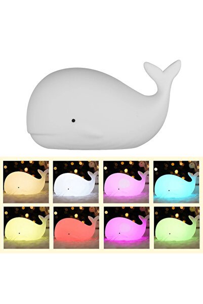 Choice Changeable 7 colors Night Light Cute Whale Animal Silicone USB Recharg...