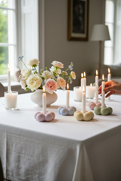 LALEZEN HOME 5Lİ RENKLİ ÇİÇEK ŞAMDAN