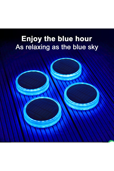 Choice1 0-5W Blue Solar Deck Lights 4 Pack LED Driveway Lights Outdoor Waterp...