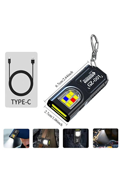 Choice مصباح يدوي صغير قابل لإعادة الشحن، مزود بسلسلة مفاتيح، بإضاءة ثابتة ال...