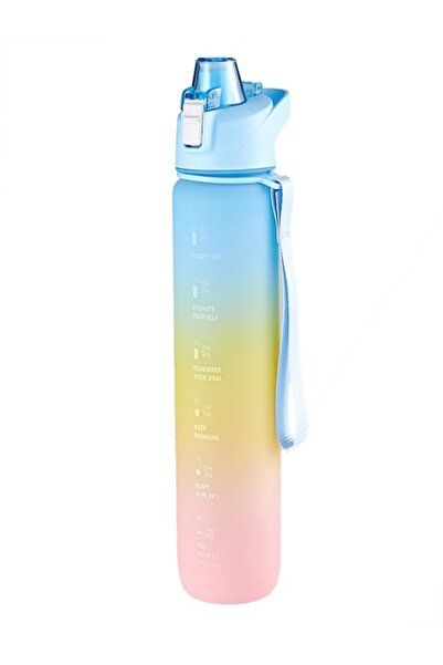 Generic زجاجة ماء سعة 1000 مل مزودة بعلامات زمنية، خالية من مادة BPA، مانعة ل...