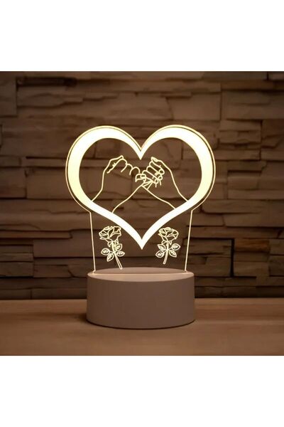 Choice مصباح ليلي ثلاثي الأبعاد على شكل قلب، أصفر وأبيض، يعمل بمنفذ USB، بلون...