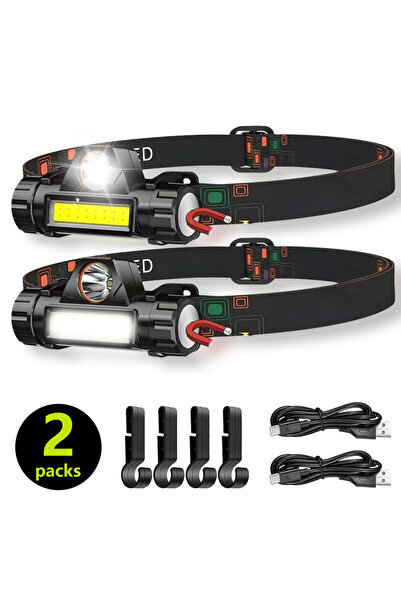 Choice مصباحان رأس LED COB قابلان لإعادة الشحن ببطارية 18650 فائقة السطوع من ...