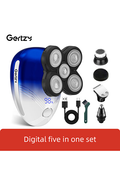 Choice ماكينة حلاقة كهربائية زرقاء للرجال 5 في 1 مزودة بـ 5 شفرات دوارة، شحن ...