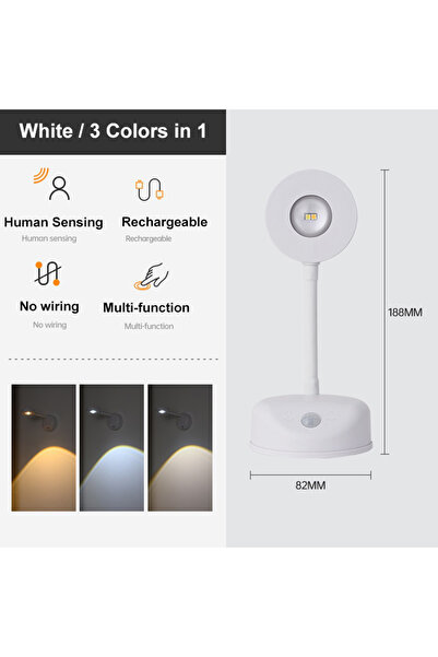 Choice مصباح LED ذكي مزود بمستشعر حركة بشري أبيض، يعمل ببطارية 2000 مللي أمبي...