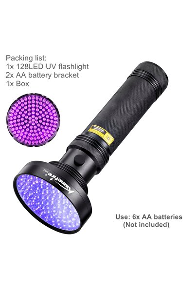 Choice مصباح يدوي أسود SV24 - جديد، 128 مصباح LED، 395 نانومتر، يعمل بالأشعة ...