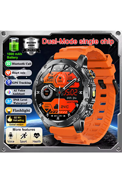 Choice ساعة ذكية رجالية عالية الجودة من نوع T-REX 3 Ultra Military، لون برتقا...