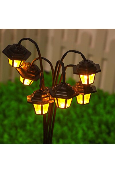 Choice مصباح سداسي الشكل يعمل بالطاقة الشمسية بستة مصابيح LED صفراء، مزود بثم...