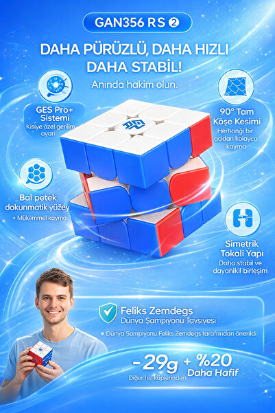 Kutubist GAN 356 R S 2, Zeka Küpü 3x3 Profesyonel Sihirli Küp, Magic Cube Kla...