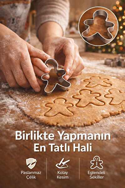 Owersea Figürlü Kurabiye Kalıbı Paslanmaz Çelik kurabiye Adam Hamur Kalıbı Pa...