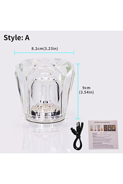 Choice مصباح طاولة كريستالي LED من ستايل إيه، قابل لتعديل السطوع عبر منفذ USB...