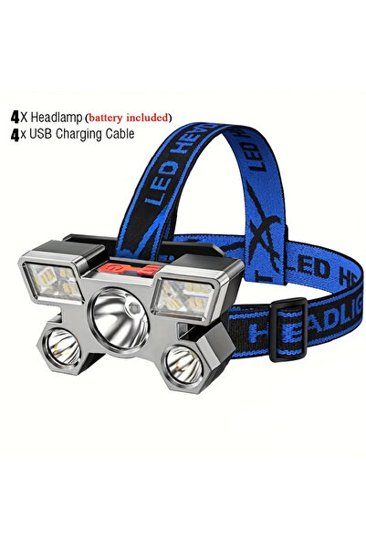 Choice1 Silver-Blue-Small 1pc Super Bright 3LED+6SMD Headlights USB Rechargea...