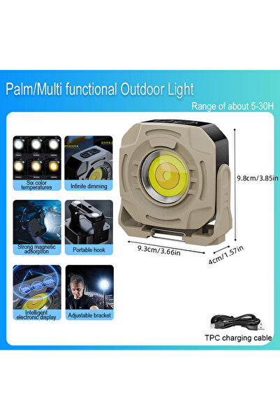 Choice مصباح عمل G800-Brown COB قابل لإعادة الشحن عبر منفذ USB، محمول، قابل ل...