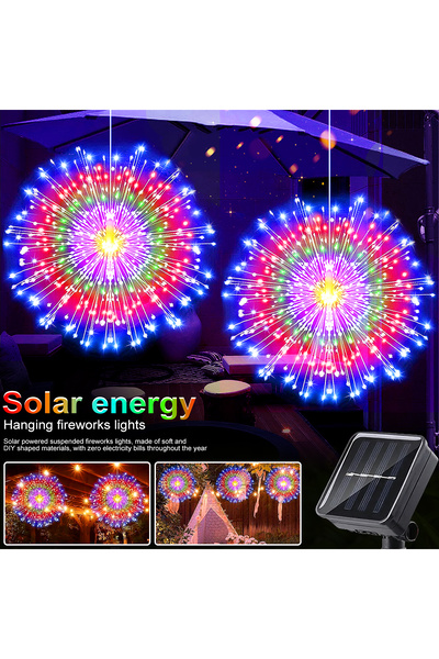 Choice أضواء ألعاب نارية شمسية خارجية متعددة الألوان بـ 200 مصباح LED و8 أوضا...