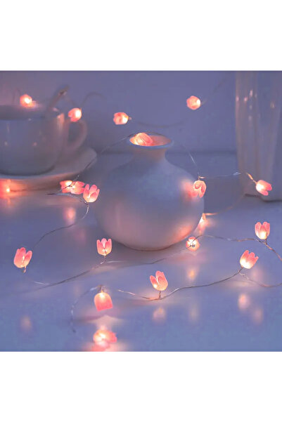 Choice مصباح سلسلة زهور التوليب الوردي 2M20LED، قطعة واحدة، يعمل بالبطارية، ب...
