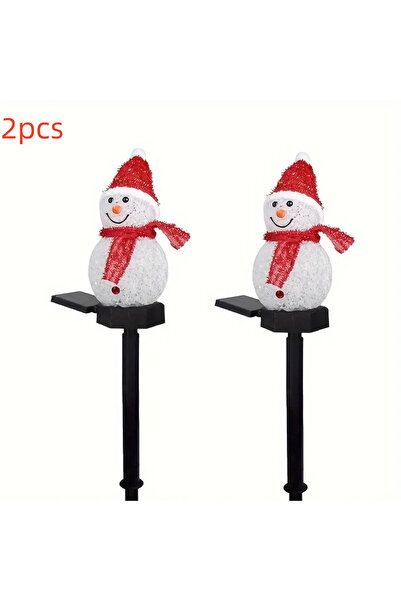 Choice Warm White 1/2pcs Christmas Snowman Solar Stake Light Outdoor Garden W...