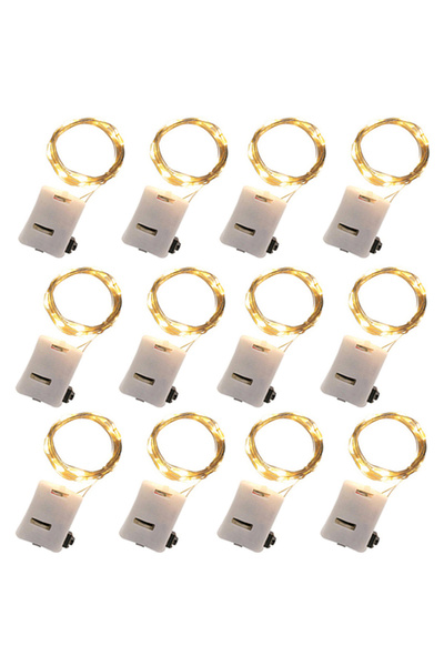 Choice مجموعة من 12 مصباح LED خرافي أبيض دافئ، 3 أوضاع إضاءة، أسلاك فضية، تعم...