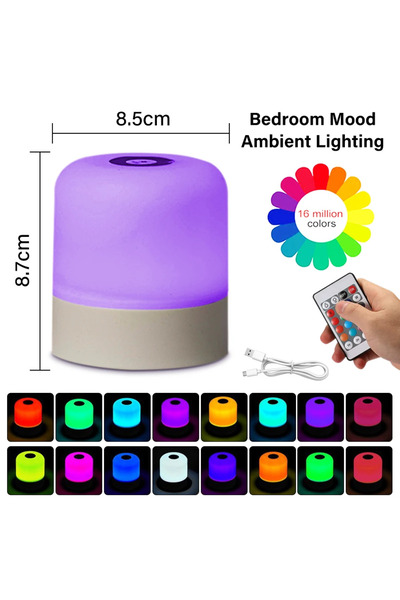 Choice RGB 13 Color LED Table Lamp - Touch & Remote Control Dimmable Recharge...