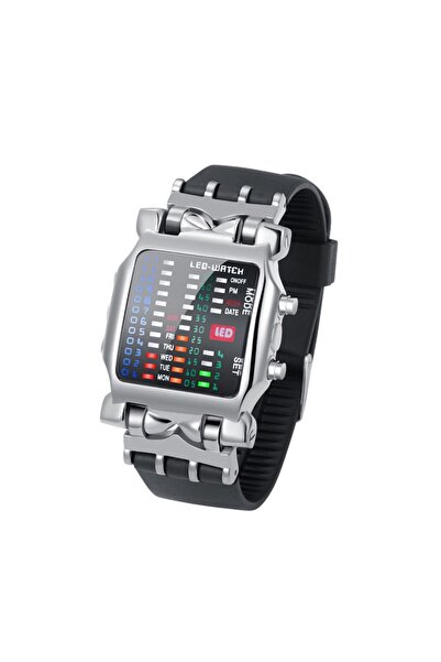 Choice ساعة LED سوداء فضية للرجال، تصميم عصري مبتكر على شكل سرطان البحر، ساعة...