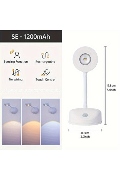 Choice WHITE Wall Lamp Rechargeable Intelligent Human Sensing Wireless Night ...
