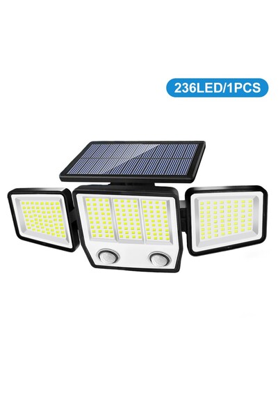 Choice مصابيح استشعار الحركة الشمسية ثلاثية الرؤوس، 236 مصباح LED، مقاومة للم...
