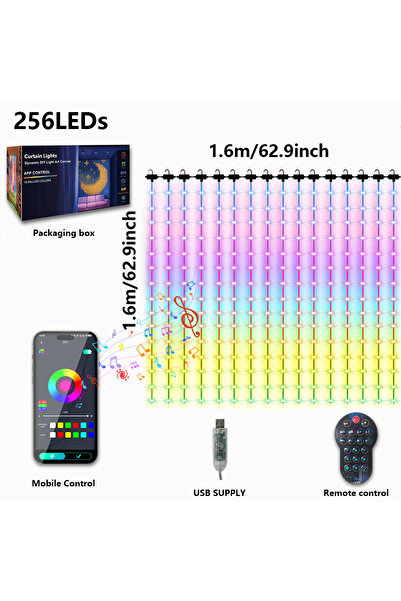 Choice 1PCS Curtain Light USB 1.6x1.6m-256LEDs 1/2PCS Smart LED Curtain Light...