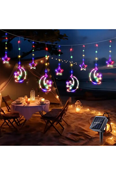 Choice 3M 120LED Multicolor(Hot) 1PCS Star Moon Curtain String Lights Solar D...