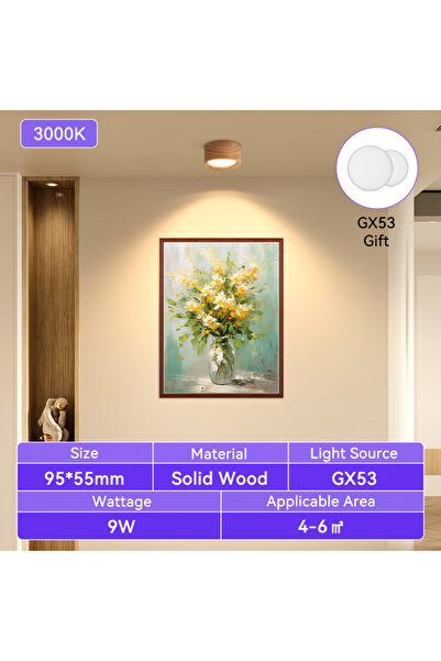 Choice 6 قطع من مصابيح السقف الخشبية GX53 ذات الإضاءة الدافئة 3000 كلفن، تعمل...