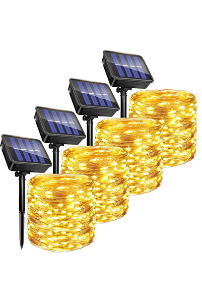 Choice سلسلة إضاءة خارجية تعمل بالطاقة الشمسية، 50 مصباح LED، طول 7 أمتار، إض...